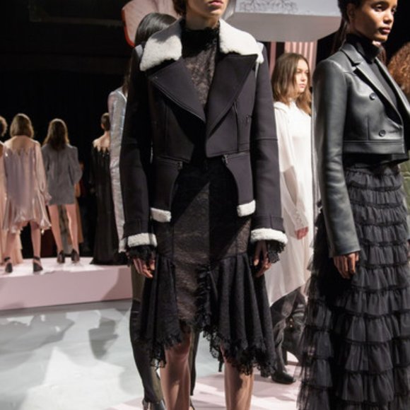 BCBGMaxazria Shearling Biker Moto Peplum Jacket - Picture 3 of 9